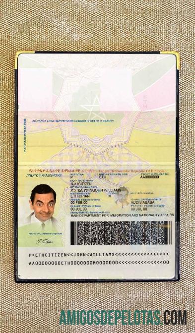 Foto do passaporte da Etiópia exemplo